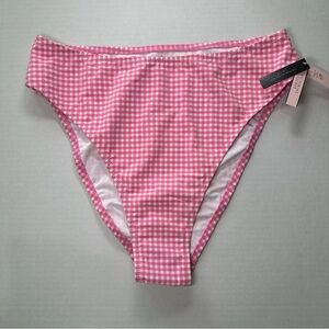 NWT Victoria’s Secret Swim Pink  White Gingham High-Waist Cheeky Bikini bottoms